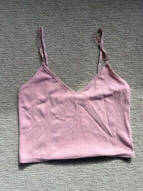 Lululemon cotton Pointelle crop Cami Tank Top pink haze